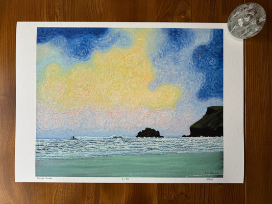 Polzeath Surfer, Limited Edition Giclèe Print (A2)